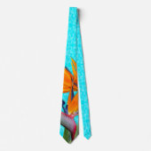 Paradijsvogel Bloemen Aqua Blauwe Das (Voorkant)