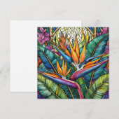 Paradijsvogel bloemen glas in lood (Voorkant / Achterkant)