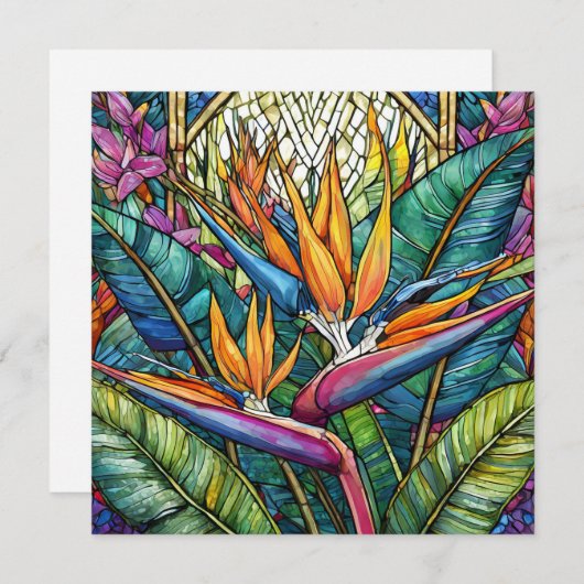 Paradijsvogel bloemen glas in lood (Voorkant / Achterkant)