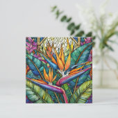 Paradijsvogel bloemen glas in lood (Staand voorkant)