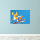 Paradijsvogel bloemenprint canvas afdruk (Insitu (Houten vloer))