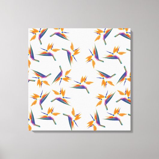Paradijsvogel bloempatroon canvas afdruk (Voorkant)