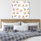 Paradijsvogel bloempatroon canvas afdruk (Insitu (Slaapkamer))