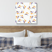 Paradijsvogel bloempatroon canvas afdruk (Insitu (Slaapkamer))