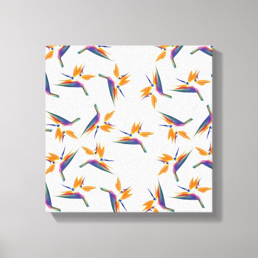 Paradijsvogel bloempatroon canvas afdruk (Voorkant)