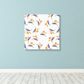 Paradijsvogel bloempatroon canvas afdruk (Insitu (Houten vloer))
