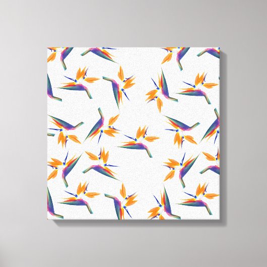 Paradijsvogel bloempatroon canvas afdruk (Voorkant)