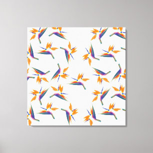 Paradijsvogel bloempatroon canvas afdruk