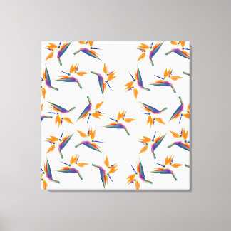 Paradijsvogel bloempatroon canvas afdruk
