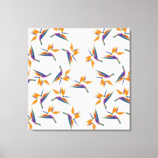 Paradijsvogel bloempatroon canvas afdruk (Voorkant)