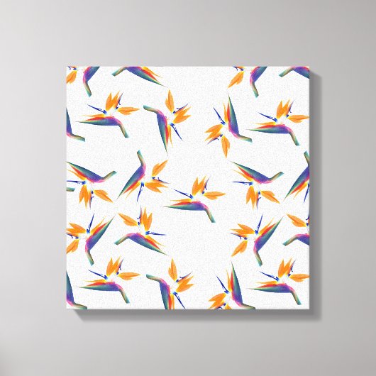 Paradijsvogel bloempatroon canvas afdruk (Voorkant)