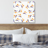 Paradijsvogel bloempatroon canvas afdruk (Insitu (Slaapkamer))