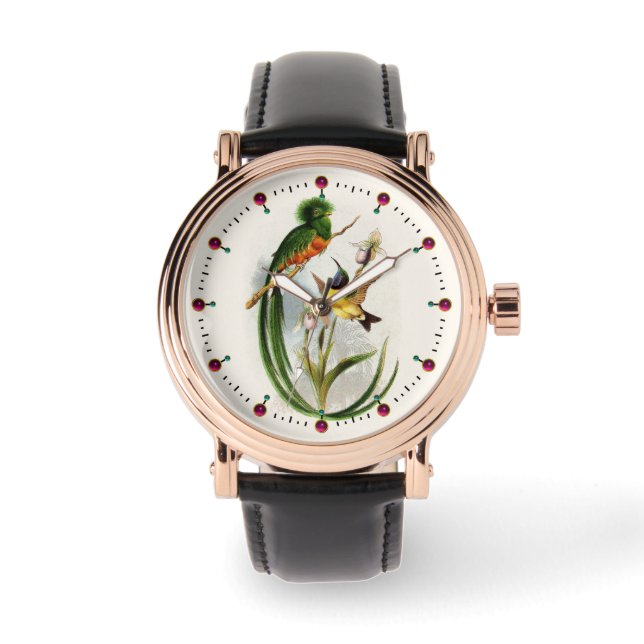 PARADIJSVOGEL, COLIBRI EN IRIS BLOEMEN HORLOGE (Voorkant)