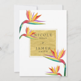 Paradijsvogel Elegant Goud Witte Trouw Kaart