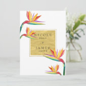 Paradijsvogel Elegant Goud Witte Trouw Kaart (Staand voorkant)