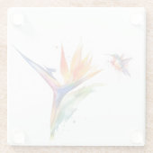 Paradijsvogel en kolibrie in waterverf glazen onderzetter (Achterkant)