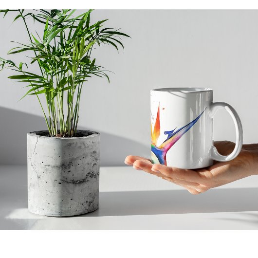 Paradijsvogel en kolibrie in waterverf koffiemok