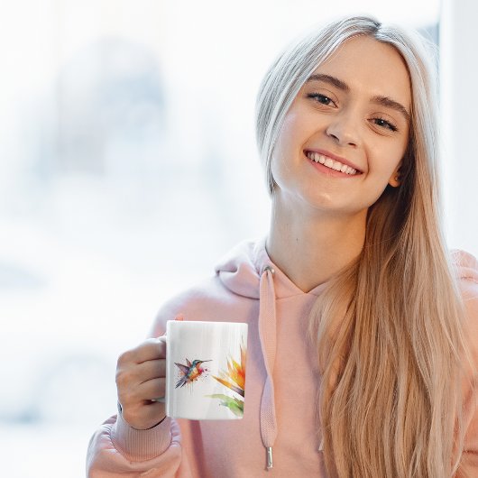 Paradijsvogel en kolibrie in waterverf koffiemok