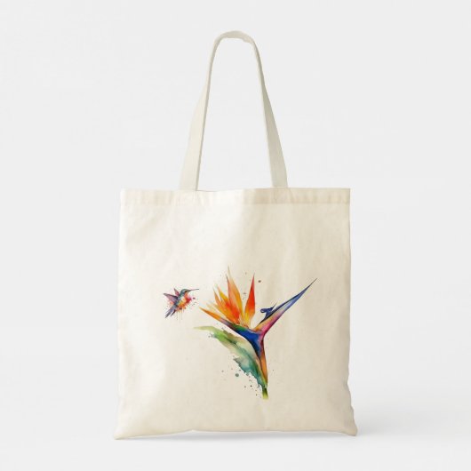 Paradijsvogel en kolibrie in waterverf tote bag (Achterkant)