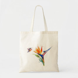 Paradijsvogel en kolibrie in waterverf tote bag