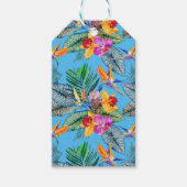 Paradijsvogel en orchidee zomer blauwe tuin cadeaulabel (Voorkant)