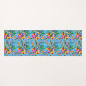 Paradijsvogel en orchidee zomer blauwe tuin yogamat (Voorkant (horizontaal))