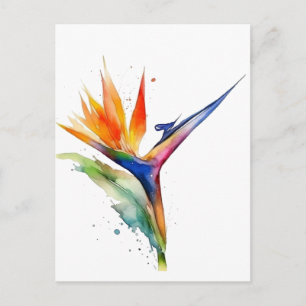 Paradijsvogel exotische bloem helder waterverf briefkaart