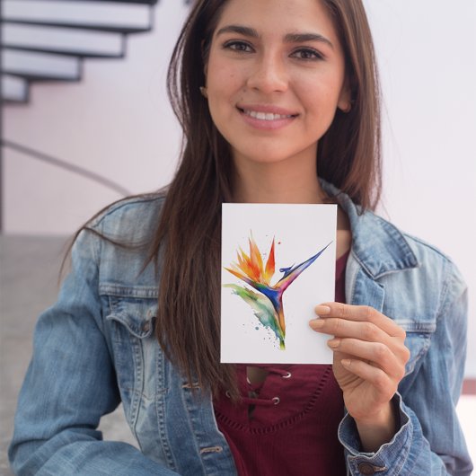 Paradijsvogel exotische bloemheldere waterverf briefkaart