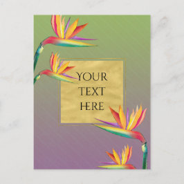 Paradijsvogel Goud Paars Groen Bloemige Bruiloft Briefkaart