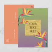 Paradijsvogel Goud Paarse Groene Bloemen Bruiloft Briefkaart (Voorkant / Achterkant)