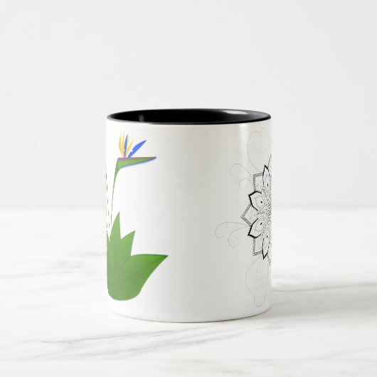 Paradijsvogel mandala tweekleurige koffiemok (Center)