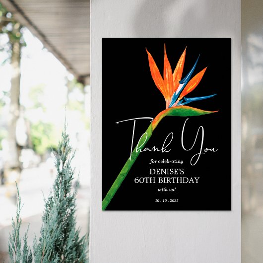 Paradijsvogel op Black Birthday Party Dank u Poster