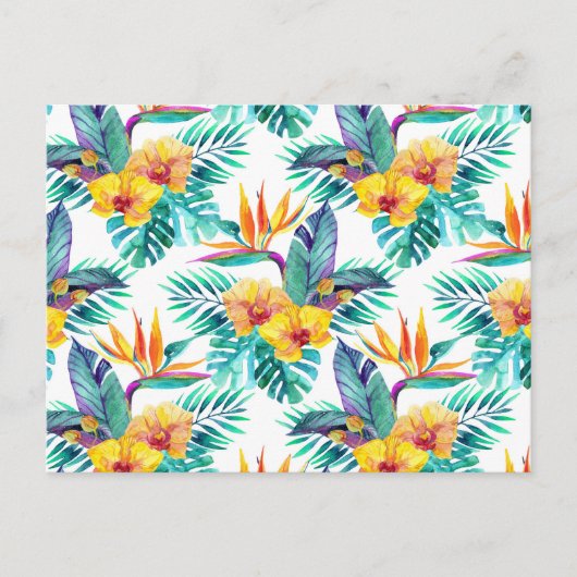 Paradijsvogel & Orchidee Patroon 2 Briefkaart (Voorkant)