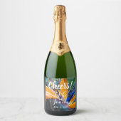 Paradijsvogel Plant Bloemenbruiloft Sparkling Wijnetiket (Voorkant)