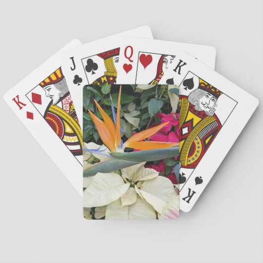 Paradijsvogel Plant en Poinsettias Pokerkaarten (Achterkant)