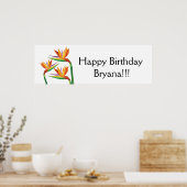 Paradijsvogel Tropisch Bloemengestalte Feestbanner Poster (Keuken)
