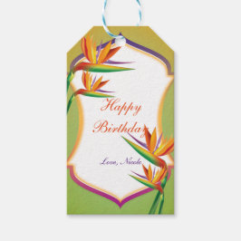 Paradijsvogel Tropische Bloem Feest Gift Tag Cadeaulabel