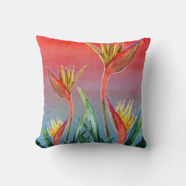 Paradijsvogel tropische bloemenkussen kussen (Voorkant)