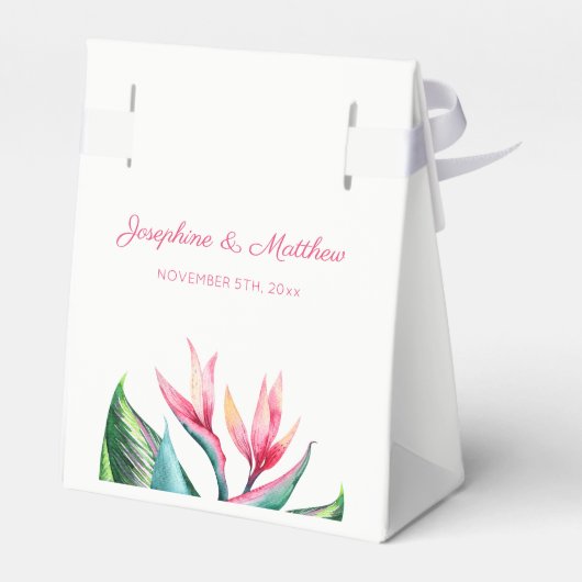 Paradijsvogel Tropische bruiloft Bedankdoosjes (Achterkant)