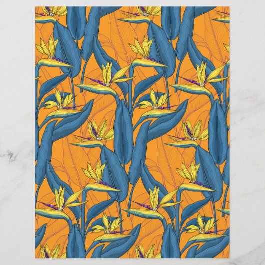 Paradijsvogelbloemen op oranje (Voorkant)