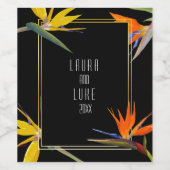 Paradijsvogels, bloemen wijn etiket (Enkel label)