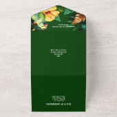 Paradijsvogels oerwoud monstera leaf bruiloft all in one uitnodiging (Buitenkant)