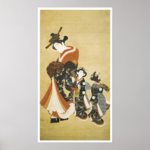 Parading Courtesan met Attendants, Style of Morom Poster