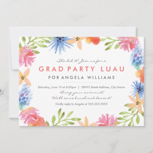 Paradise Afstudeerder Luau Invite Kaart (Voorkant)