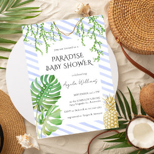 Paradise Baby Shower Tropische Botanische Blauwe Kaart