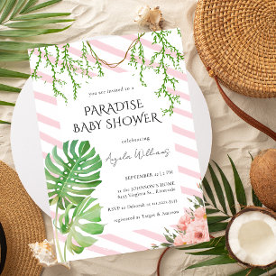 Paradise Baby Shower Tropische Botanische Roze Kaart