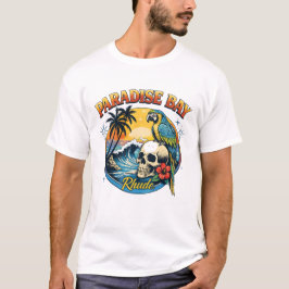 Paradise Bay Tropische Schedel & Papegaai Zonsonde T-shirt