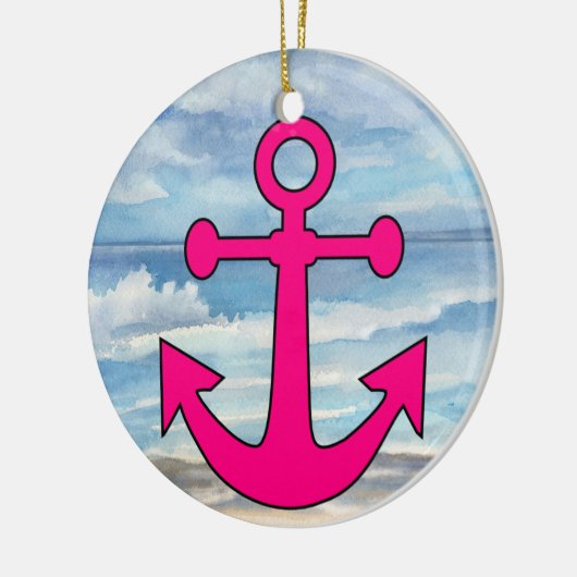 Paradise Beach Anchor Keramisch Ornament (Links)