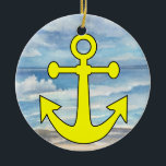 Paradise Beach Anchor Keramisch Ornament<br><div class="desc">Veel plezier met deze. Denk aan thema's! Het spel met achtergrondkleuren, voegt of schrapt tekst toe, en (voor een beetje van extra prijs) pas de rug met afbeeldingen, kleur, uw logo/bedrijfsinfo., enz. aan! Als ik aan de achterkant heb toegevoegd, kunt u het gemakkelijk ook schrappen. Vergeet niet dat sierplanten niet...</div>