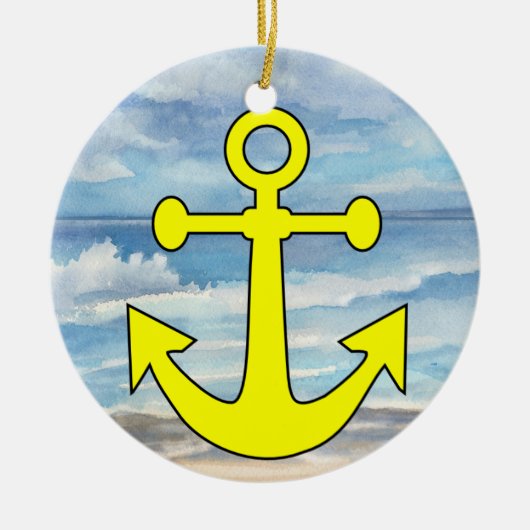 Paradise Beach Anchor Keramisch Ornament (Voorkant)
